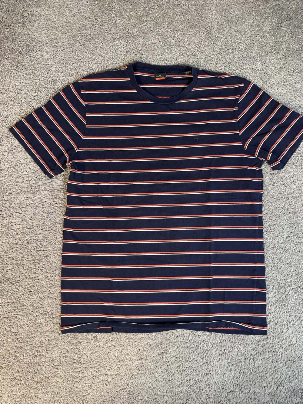 Scotch & Soda Shirt Mens XL Blue Striped Crew Neck Cotton Stretch Regular Fit
